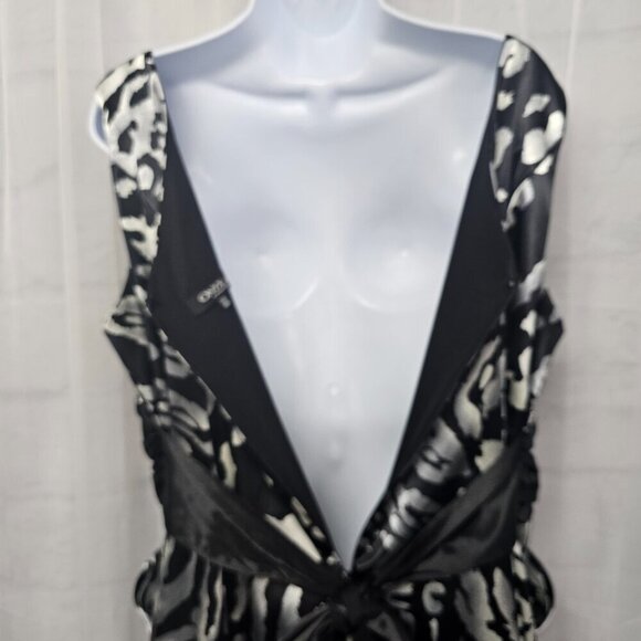Onyx Nite Black Gray Leopard Cocktail Dress Sleeveless Satin Formal 20W - Picture 9 of 14
